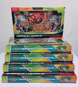 Pokemon TCG Incineroar ex & Torterra ex Special Collection x 5 Box Lot 8 Packs - Image 1