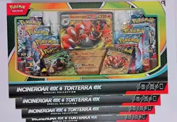 Pokemon TCG Incineroar ex & Torterra ex Special Collection x 5 Box Lot 8 Packs - Image 4