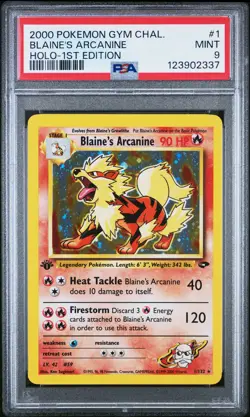 2000 POKEMON GYM CHALLENGE HOLO-1ST ED #1 BLAINE'S ARCANINE PSA 9 - Image 1