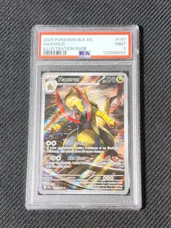2025 POKEMON BLACK EN-BLACK BOLT ILLUSTRATION RARE #147 HAXORUS PSA 9 - Image 1