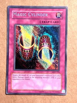 yugioh Magic Cylinder LON-104 Secret Rare Unlimited Ed Played reverse foil - Image 1