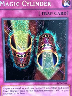 yugioh Magic Cylinder LON-104 Secret Rare Unlimited Ed Played reverse foil - Image 2