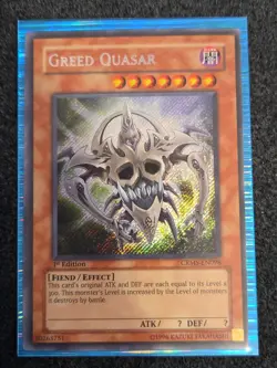 Yugioh! LP Greed Quasar - CRMS-EN098 - Secret Rare - 1st Edition Lightly Played, - Image 1