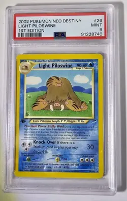 Pokemon Card 1st Edition Neo Destiny Rare: Light Piloswine 26/105: PSA 9 - Image 1