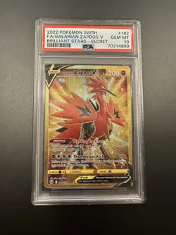 Pokemon Galarian Zapdos v TCG FA Secret Rare Card 182/172 Brilliant Stars PSA 10 - Image 1