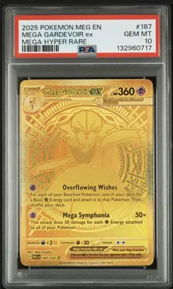 Pokemon TCG Mega Gardevoir ex 187 PSA 10 GEM MT. Mega Hyper Rare EN 2025 - Image 1