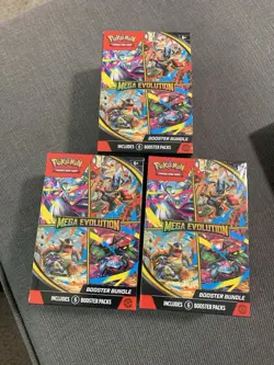 Pokemon TCG Mega Evolution Booster Bundle Lot Of 3 Sealed - 18 Packs - Image 1