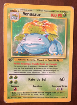 1999 Pokemon Base Set Venusaur 1st Edition 15/102 Rare Holo TCG - Portuguese - Image 1
