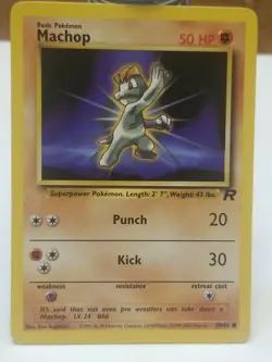 2000 vintage Machop - 59/82 Team Rocket Unlimited Common Pokemon - LP - non holo - Image 1
