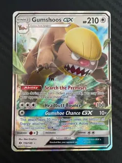 Pokemon TCG Gumshoos GX Sun & Moon 110/149 Holo Ultra Rare DMG - Image 1