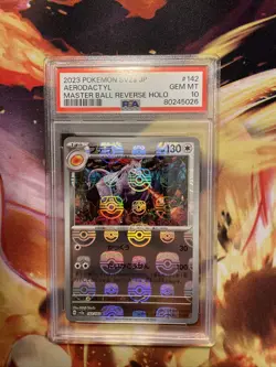 PSA 10 Pokemon Japanese Aerodactyl Master Ball Reverse Holo 142/165 sv2a - Image 1