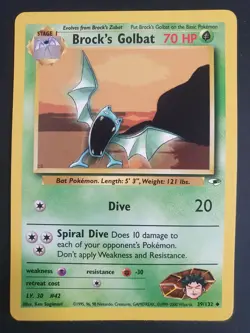 Brock's Golbat 39/132 - Gym Heroes Set - Pokemon Card - Excellent Condition - Image 1