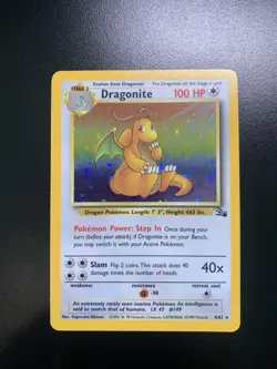 Pokemon TCG Dragonite Fossil Holo Unlimited Rare Card 4/62 LP Vintage - Image 1
