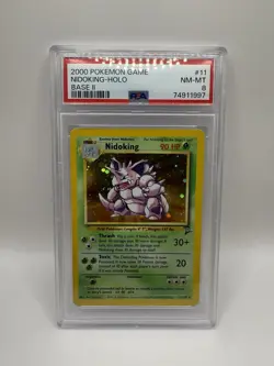 Pokemon TCG Nidoking Base Set 2 Holo Unlimited Rare Card 11/130 Psa 8 - Image 1