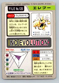 Pokemon Card Japanese - Electabuzz No. 125 - Bandai Carddass - Image 2