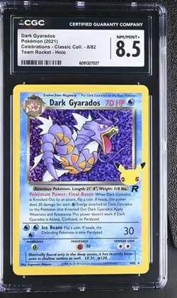 ?? CGC 8.5 Dark Gyarados 8/82 Holo Celebrations Classic Collection Pokemon Card - Image 1