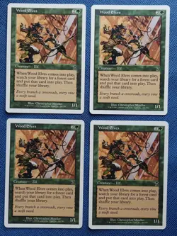 MTG 4x Wood Elves x4 LP Seventh 7th Edition Magic Playset - Image 2