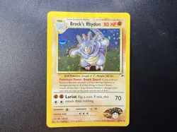 Pokemon TCG Brock's Rhydon Gym Heroes 2/132 Holo Unlimited Rare LP- SWIRL ?? - Image 1