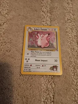 Pokemon TCG Erika's Clefable 3/132 Gym Heroes Unlimited Holo Rare HP Holo Swirl - Image 1