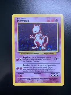 Mewtwo 10/102 Unlimited Base Set Holo Rare WoTC Pokemon LP Lightly Played TCG - Image 1