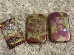 POKEMON 151 MINI TINS SEALED LOT OF 2 NEW Sam’s Club + Bonus Surging Sparks Pack - Image 1