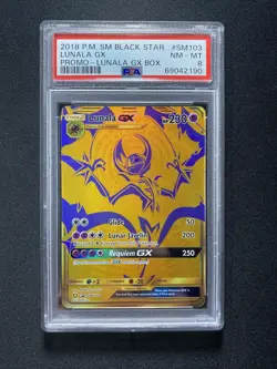 Pokemon Card SM Black Star Promo Lunala GX Gold SM103a PSA 8 NM- Mint - Image 1