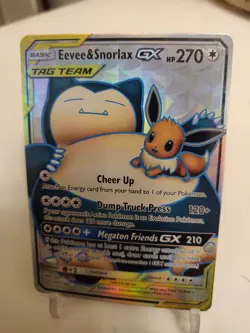 *Custom-made*Highest Quality, Evee & Snorlax Gx, Textured Holo "Display-Card" - Image 2