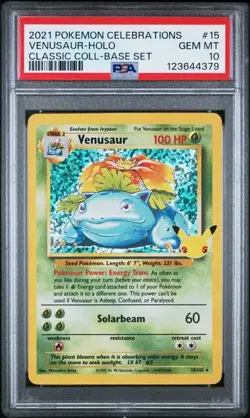 PSA 10 Venusaur 15/102 Celebrations Classic Collection Holo Graded Pokemon Card - Image 1