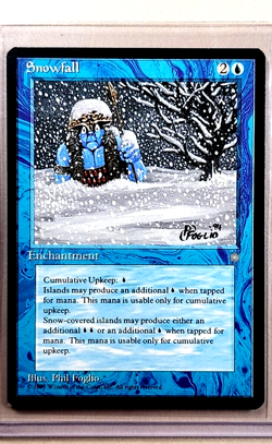 1995 MTG Magic the Gathering Ice Age Snowfall Blue Vintage WOTC Card - Image 1