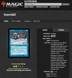 1995 MTG Magic the Gathering Ice Age Snowfall Blue Vintage WOTC Card - Image 3