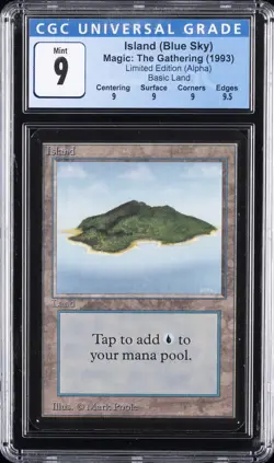 1993 MAGIC: THE GATHERING LTD ED (ALPHA), BASIC LAND ISLAND (BLUE SKY) CGC 9 - Image 1