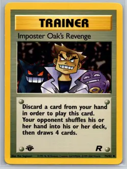 NM Imposter Oak's Revenge 76/82 1st Edition Team Rocket Pokemon 2000 - Image 1