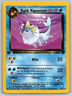 NM Dark Vaporeon 45/82 1st Edition Team Rocket Pokemon 2000 - Image 1
