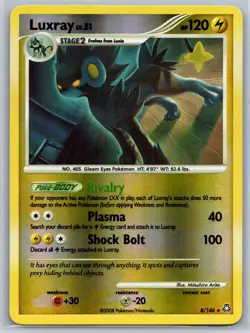 NM Luxray 8/146 Reverse Holo Rare Legends Awakened Pokemon 2008 - Image 1