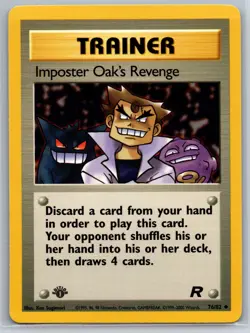 NM Imposter Oak's Revenge 76/82 1st Edition Team Rocket Pokemon 2000 - Image 1