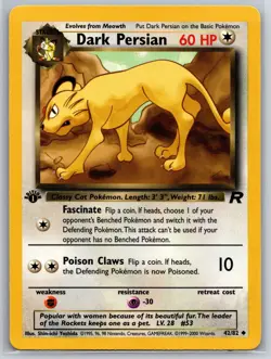 NM Dark Persian 42/82 1st Edition Team Rocket Pokemon 2000 - Image 1