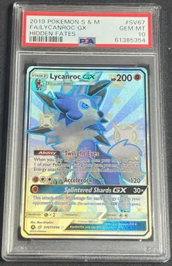 PSA 10 Lycanroc GX SV67/SV94 Hidden Fates: Shiny Vault Sun & Moon Pokemon 2019 - Image 1