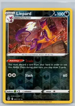 NM Liepard 091/172 Reverse Holo Brilliant Stars Pokemon 2022 - Image 1
