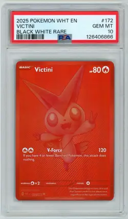 2025 POKEMON WHT EN-WHITE FLARE BLACK WHITE RARE #172 VICTINI PSA 10 - Image 1