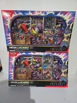 Pokemon TCG Mega Lucario EX Premium Figure Collection lot of 2 Sealed IN HAND! - Image 1