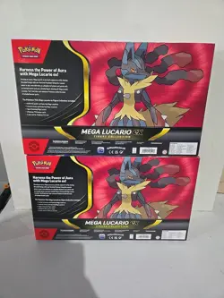Pokemon TCG Mega Lucario EX Premium Figure Collection lot of 2 Sealed IN HAND! - Image 2