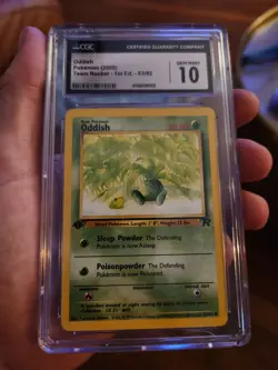 CGC 10 GEM MINT Oddish 1st Edition 63/82 Team Rocket Pokemon Card - Image 2