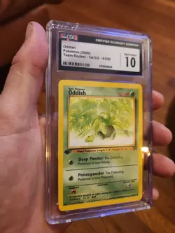 CGC 10 GEM MINT Oddish 1st Edition 63/82 Team Rocket Pokemon Card - Image 4