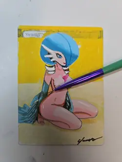 Hand-Painted MTG Swamp Alter - Gardevoir Inspired Art - OOAK, Signed, BAZAYO - Image 1