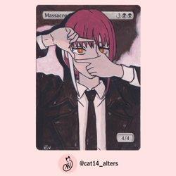 Massacre Girl - Makima Chainsaw Man - MTG Magic the Gathering Hand Painted Alter - Image 1