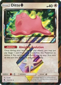 DITTO PRISM STAR 154/214 SM LOST THUNDER POKEMON (HOLO RARE, LP+) - Image 1