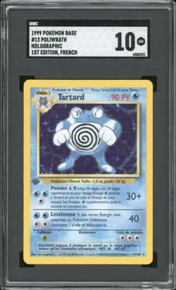 1999 Pokemon FRENCH 1st Edition Base Set Tartard-Poliwrath Holo 13/102 SGC 10 GM - Image 1