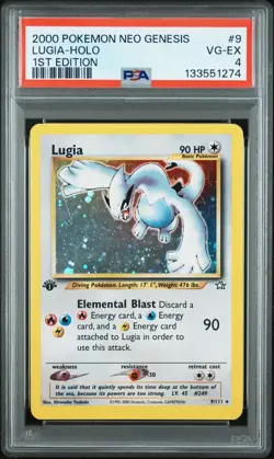 2000 POKEMON NEO GENESIS 1ST ED #9 LUGIA-HOLO PSA 4 - Image 1