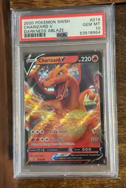 Pokemon 2020 Sword & Shield Darkness Ablaze Charizard v 019/189 PSA 10 Gem Mint - Image 1