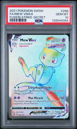 2021 POKEMON SWORD & SHIELD FUSION STRIKE SECRET #268 FULL ART/MEW VMAX PSA 10 - Image 1